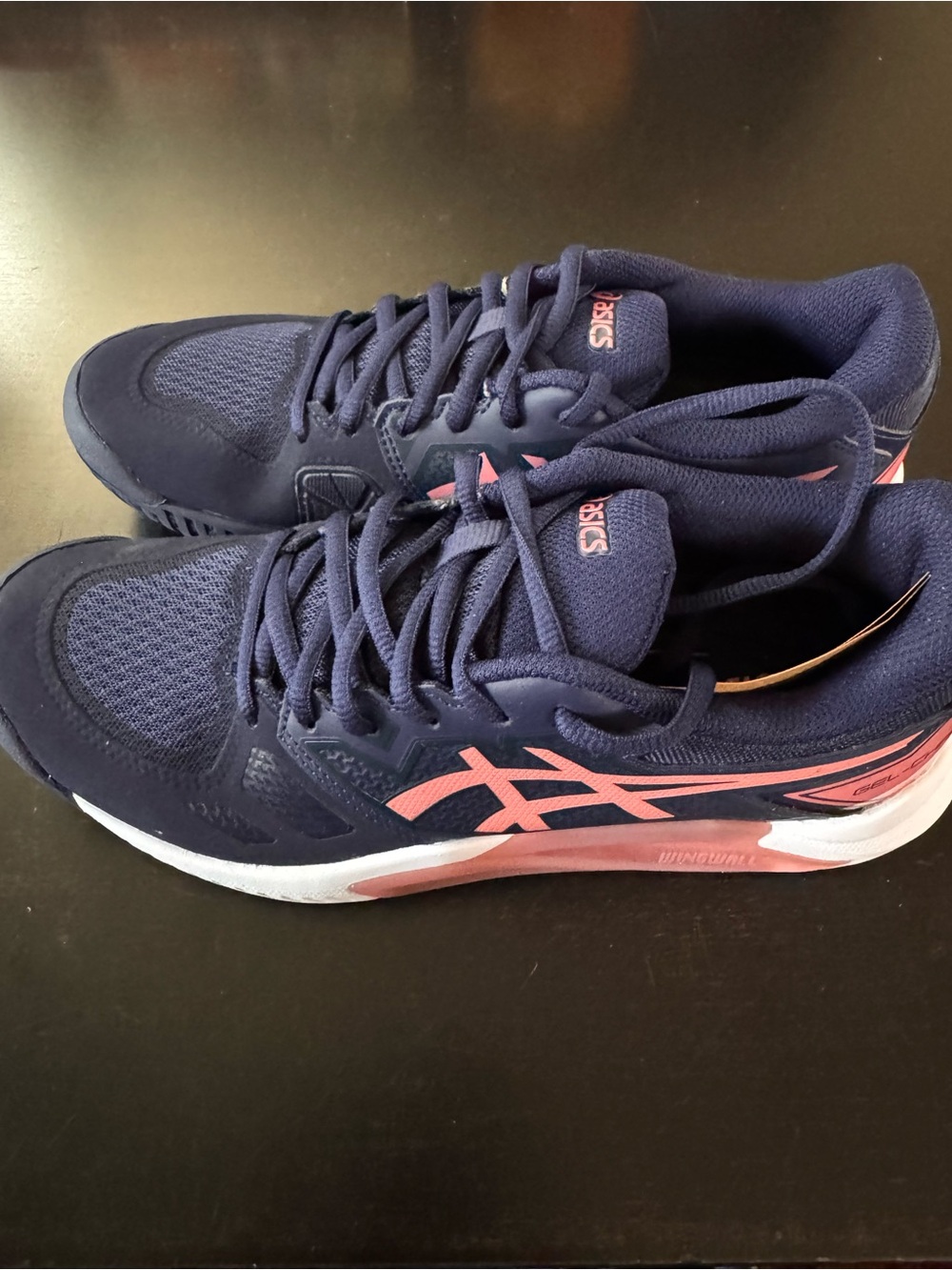 ASICS NWOT Gel Challenger Navy athletic shoes with Coral Logo Accents - Picture 4 of 5